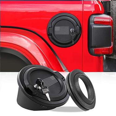 Imagem de JeCar capa de enchimento de combustível para tanque de gasolina, porta de alumínio, capa de gás exterior acessórios para Jeep Wrangler JL JLU, bandeira dos EUA