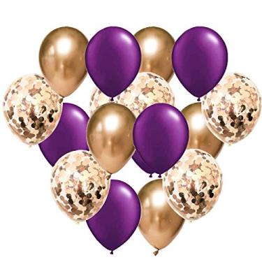 Imagem de Balões de ouro roxo para decorações de festa de aniversário em ouro roxo para mulheres de 15 peças decorações de festa de casamento ouro roxo roxo decoração de festa de formatura 2022