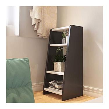 Imagem de KIZQYN Estante de 4 prateleiras estante de madeira trapézio estante de exibição de estante de quarto mesa de cabeceira, prateleira de armazenamento decorativa independente, L 39 × D 34 × A 34 estante de livros (cor: l)