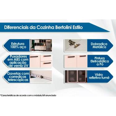 Imagem de Armário Aéreo Cozinha Modulado Estilo 7008 3 Portas Cinza/Grafite - Bertolini