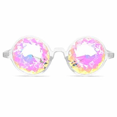 Imagem de GloFX Kaleidoscope Glasses | Plastic Frame Diffraction Glasses with Glass Crystal Lens | 3D Prism Rainbow Effect - Great EDM, Concert, and Rave Accessory