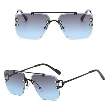 Imagem de Óculos de sol estilo sem aro com rebites rebites vintage feminino masculino design óculos de sol óculos de sol, 3040 C2, tamanho único