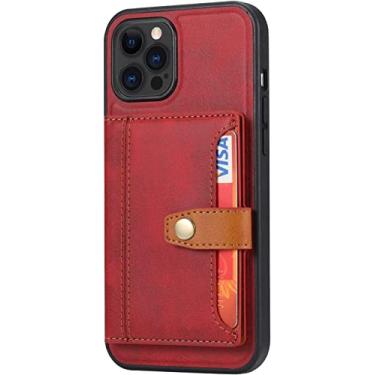 Imagem de NEYENS Capa para iPhone 13/13 Mini/13 Pro/13 Pro Max, capa de couro carteira com slot para cartão e função à prova de choque capa de telefone com suporte (cor: vermelho, tamanho: 13 Mini 5,4 polegadas)