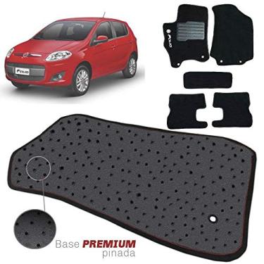 Imagem de Jogo de Tapete Carpete Tevic Pinado Fiat Palio 2012 13 14 15 Impermeável Lavável Logo Bordado 5 Peças