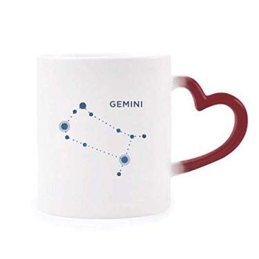 Imagem de Caneca sensível ao calor do zodíaco símbolo da constelação de gêmeos vermelha muda de cor