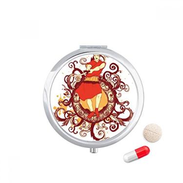 Imagem de Estojo de comprimidos com ilustração de espada Samurai vermelho japonês, caixa de armazenamento de medicamentos, dispensador de recipiente