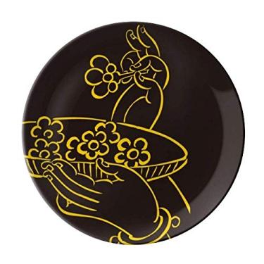 Imagem de Religion Customs Placa de flor de mão decorativa de porcelana Salver Prato de jantar
