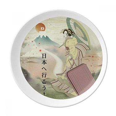 Imagem de Prato Japonês Ukiyo-e Prato Decorativo de Porcelana Salver Prato de Jantar