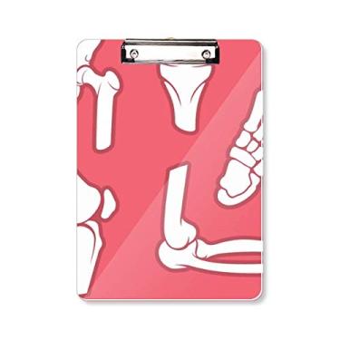 Imagem de Esqueleto humano ilustrações vermelhas desenho prancheta pasta bloco de escrita placa de apoio A4