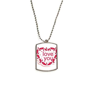 Imagem de Colar para animais de estimação com pingente de corrente de aço inoxidável para dia dos namorados coração rosa Love You
