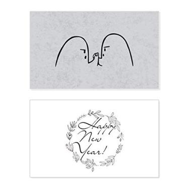 Imagem de Wrist Wrestling Black Cute Chat Happy New Year Festival Cartão de felicitações Bless Message Present