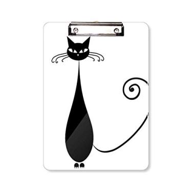 Imagem de Lovely Black Cat Lover Animal Art Silhouette Prancheta pasta, bloco de anotações, placa de apoio A4
