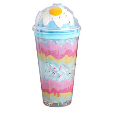 Imagem de Copo de viagem infantil unicórnio com palha para garota, copo de gelo para freezer, caneca gelada com alça para tampa para piquenique festa aniversário (azul ovo, 430 ml)