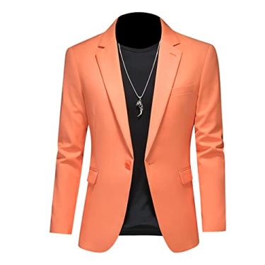 Imagem de Jaqueta Blazer Masculina, 1 Botões Slim Fit Casaco Esportivo Plus Size Ternos de Negócios para Jantar, Formatura, Festa, P, G (170