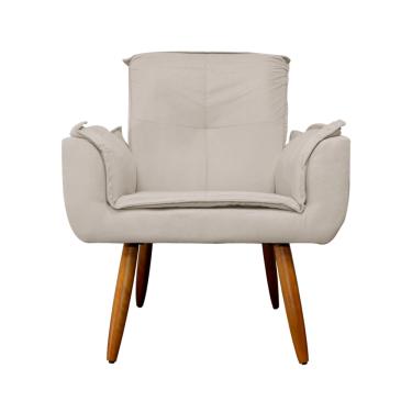 Imagem de Poltrona Estofada Para Sala de Estar Emília Plus Suede Bege - LM DECOR