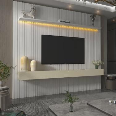 Imagem de Estante Home Ripada para TV até 84 Polegadas com LED Nobre 230cm Gelius Móveis