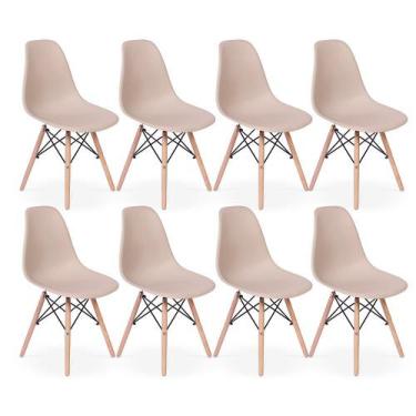 Imagem de Conjunto 8 Cadeiras Charles Eames Eiffel Wood Base Madeira - Nude - Im