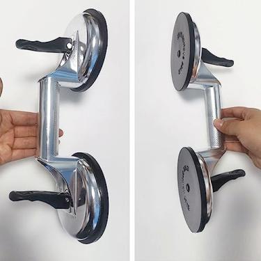 Imagem de Elevador de Placa de Vidro de Sucção a Vácuo, Movedor de Elevação de Ventosa de Vidro, Carcaça de Liga de Alumínio 176,4 Lb Ergonômico para Cerâmica (2 Mandíbula)