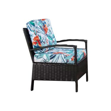 Imagem de Poltrona em Fibra Sintética para Jardim e Varanda Base Aço Guaratuba - Café