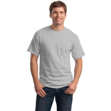 Imagem de Hanes Camiseta masculina com bolso ComfortSoft sem etiqueta de 173 g (H5590), Aço leve, 3X-Large