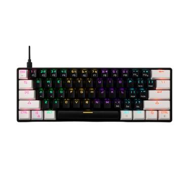 Imagem de Teclado Mecânico Gamer Gamdias Aura GK2 BW Switch Brown Preto e Branco ABNT2