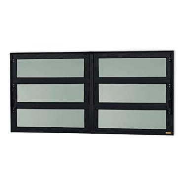 Imagem de Janela de Aluminio Basculante 2 Seções Elite Vidro Boreal 60cm x 120cm Brimak Preto