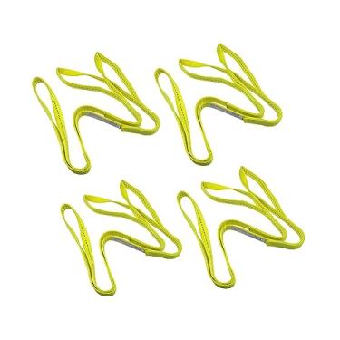 Imagem de Indusafe Pacote com 4 tiras de elevação de 2,54 cm x 2,5 m, capacidade de 1,45 kg, estilingue de levantamento resistente, correia de recuperação para árvore e guincho