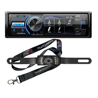 Imagem de JVC Receptor de mídia digital de DIN único KD-X560BT (não reproduz CDs) com + (1) câmera de backup estilo placa de licença