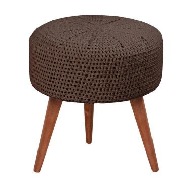 Imagem de Puff Banqueta Crochê Madeira Maciça Castellar Móbile Marrom