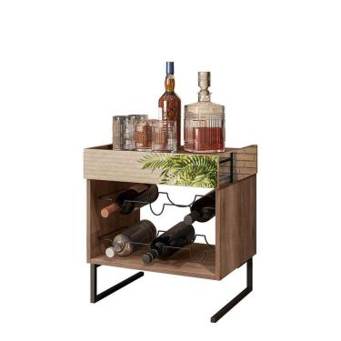 Imagem de Adega de 6 Garrafas Madeira e Metal Estilo Industrial Aurora