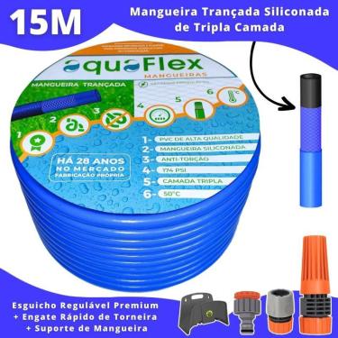 Imagem de Mangueira AquaFlex 15m + Kit Engate e Esguicho Tramontina