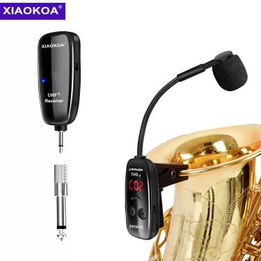 Imagem de XIAOKOA-UHF Wireless saxofone microfone sistema  clip sobre instrumentos musicais  receptor sem fio