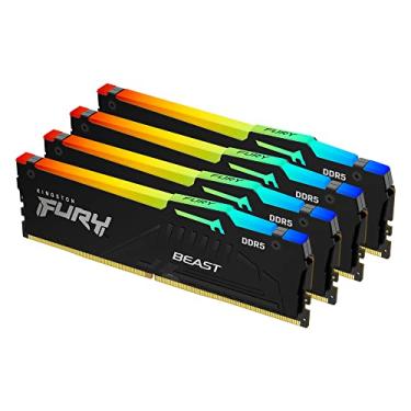 Imagem de Kingston Fury Beast RGB Preto 128GB (4x32GB) 5200MT/s CL40 DDR5 XMP DIMM | Overclocking | Plug N Play | Intel XMP 3.0 | Kit de 4 | KF552C40BBAK4-128