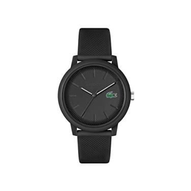 Imagem de Relógio masculino Lacoste12.12, com pulseira de silicone, preto, modelo 2011171
