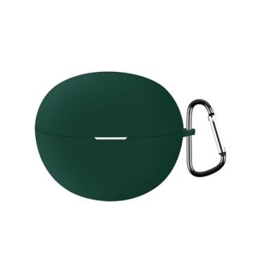 Imagem de AKABEILA Compatível com Huawei FreeClip Capa protetora de silicone macio à prova de choque para homens e mulheres, carregamento sem fio, fone de ouvido frontal, LED, visível, verde escuro