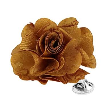 Imagem de Vittorio Vico Alfinete de lapela de flor sólida com botão formal masculino: pino de flores acessórios de terno pinos para terno ou smoking, 2.5" (6.36CM), Poliéster, não aplicável