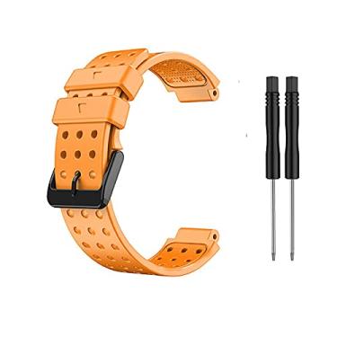 Imagem de Pulseira de relógio laranja para Garmin Approach S20/ S5/ S6, pulseira de substituição personalizada de silicone macio compatível com Garmin Forerunner 220/230/ 235/620/ 630/ 735XT/ 235lite