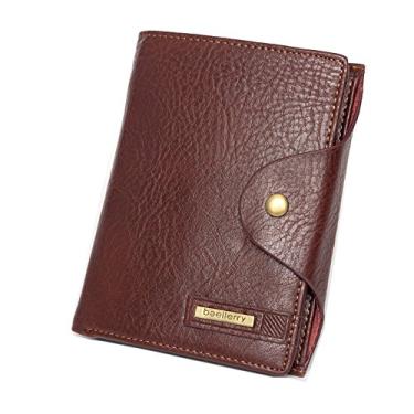 Imagem de Carteira masculina de couro, porta-cartão de crédito, bolso para moedas, carteira com proteção RFID, B, tamanho �nico