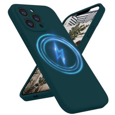 Imagem de Antlia Capa magnética para iPhone 12 Pro Max, [compatível com MagSafe] Capa de silicone atualizada [proteção da câmera] com forro de microfibra macio antiarranhões no interior, 17 cm, azul-petróleo
