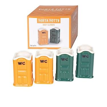 Imagem de Extguds Copos de shot Porta Potty Potty, pacote com 4 copos de doses para penico, 85 g, copos de shot para vaso sanitário porta WC, copos de shot engraçados