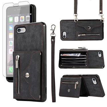 Imagem de Capa de telefone para iPhone 7/8/SE 2020/2022 capa carteira com alça transversal de pulso suporte para cartão de crédito celular iPhone7 iPhone8 7s 8s i SE2020 SE2022 2/2nd/3/3ª geração SE2 feminina