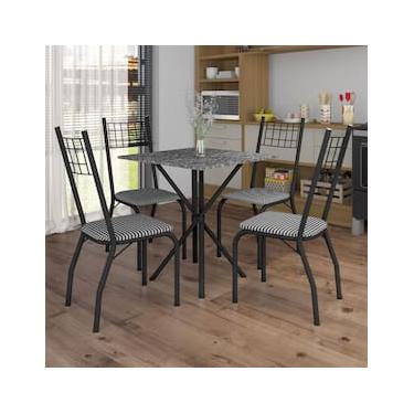 Imagem de Mesa de Jantar de Granito Quadrada Fabone Brisa com 4 Cadeiras Estofadas