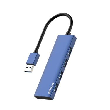 Imagem de ANYPLUS Hub USB, hub USB 3.0, divisor USB ultrafino de liga de alumínio, extensor USB portátil de 4 portas, hub USB para laptop, PC, MacBook, iMac, Surface Pro, Mac Pro, Flash Drive, XPS 【Azul】