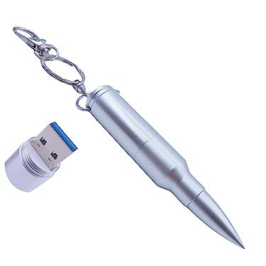 Imagem de WooTeck Pen Drive USB 3.0 de 64 GB Metal Shining Bullet com chaveiro, prata