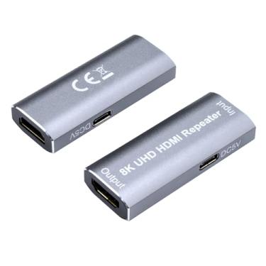 Imagem de Repetidor amplificador HDMI, amplificador de sinal HDMI 25 m, suporte 8K/4K/1080P, formatos de áudio DTS-HD/Dolby TureHD/DTS/Dolby-AC3/DSD, formatos de vídeo 8, 10 e 12 bits cor escura