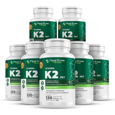 Imagem de Floral Ervas do Brasil, Vitamina K2 Mk7 350mg 7x 120 Cápsulas Menaquinona Econômica