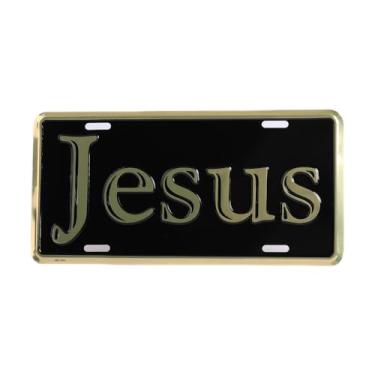 Imagem de Swanson Christian Auto Tag-Deluxe-Jesus-Gold/Preto