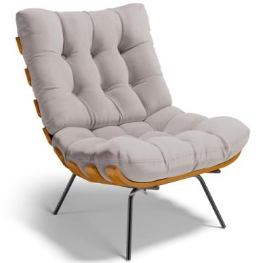 Imagem de Poltrona Decorativa Sala de Estar Costela L02 Linho Bege - Lyam Decor