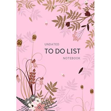 Imagem de Caderno de lista de tarefas sem data: Agenda de lista de verificação diária A5 com principais prioridades e horários de hora em hora | Lindo design de flores de outono rosa