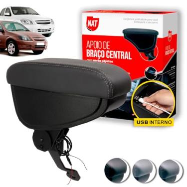 Imagem de Apoio de Braço Chevrolet Celta 2001 Até 2016 E Prisma 2007 Até 2012 C/Usb (Grafite C/Linha Grafite)